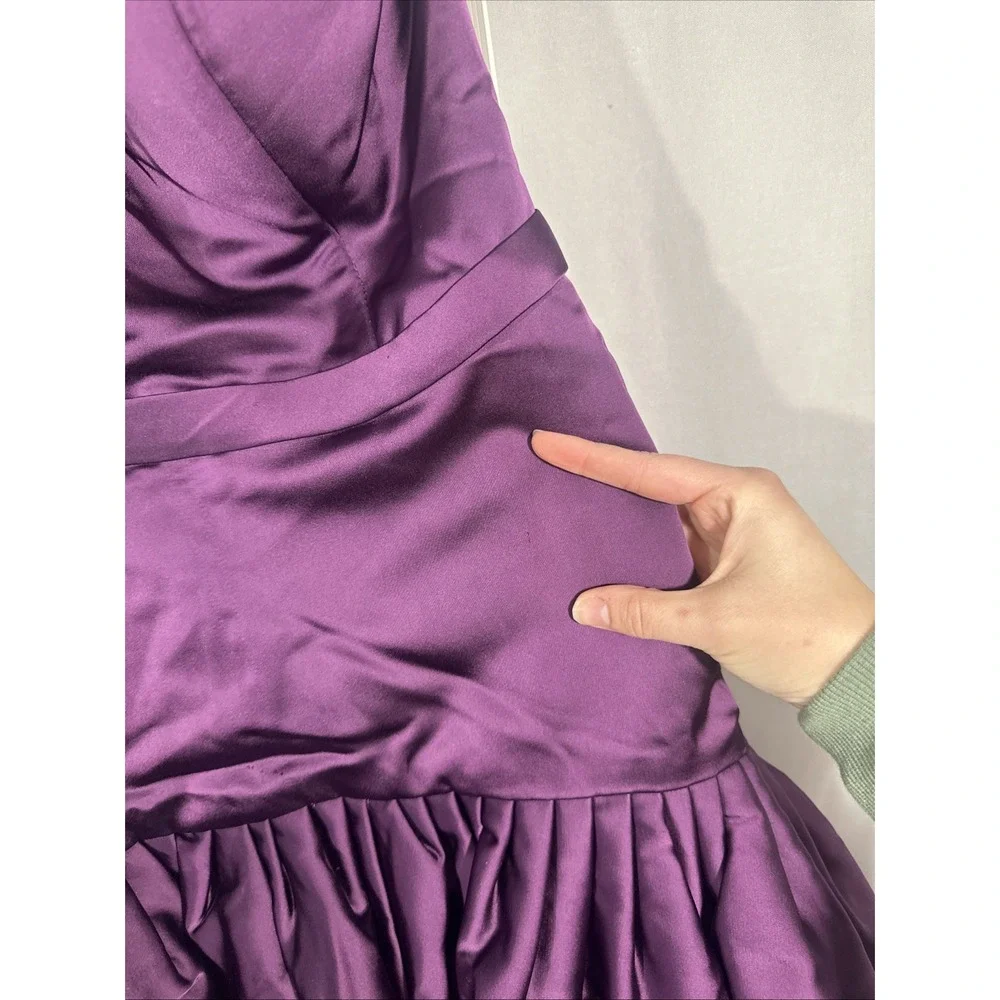 NWD Mac Duggal‎ [  6 ] 20702 High Low Gown with Statement Bow Aubergine S1888 - Picture 11 of 16